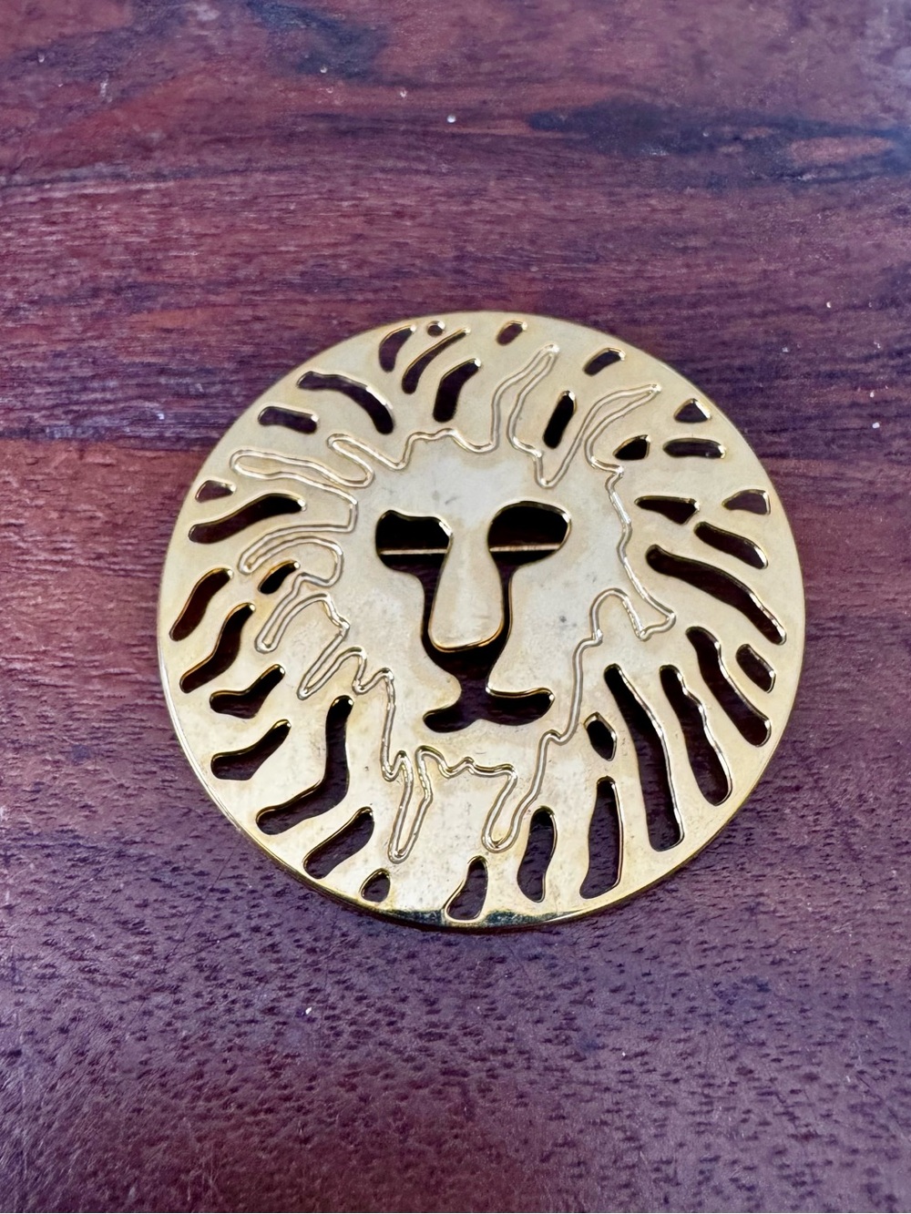 Vintage Anne Klein Lion Head Gold Tone Brooch Hear Her Roar Collection 1980s
